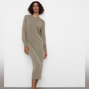 ZARA knot midi dress with ruched tie cut out sides NEW
